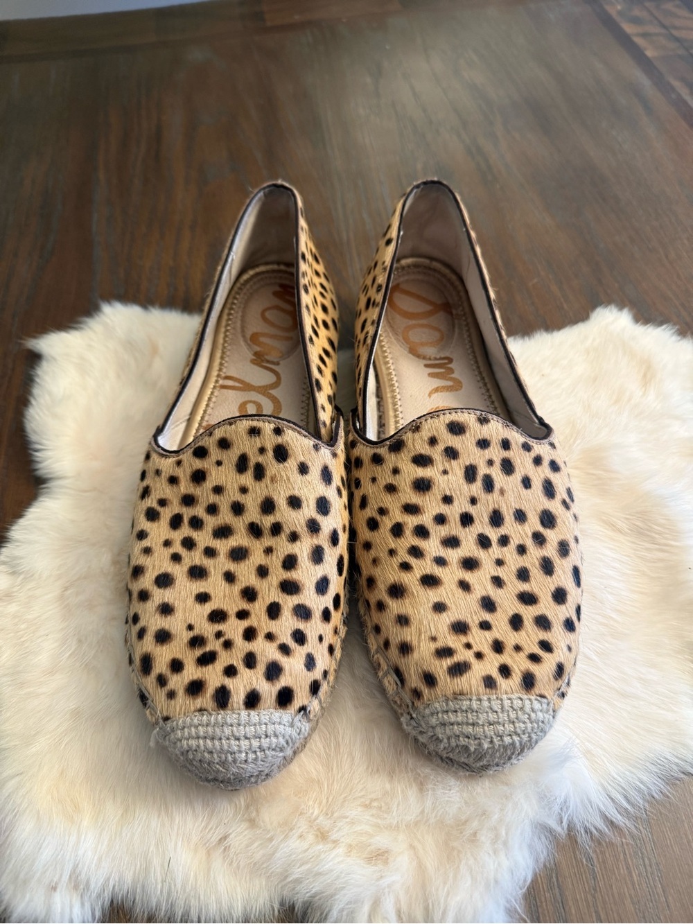 Sam Edelman Kesia Animal Print Leather Espadrille Loafer Flats 8M